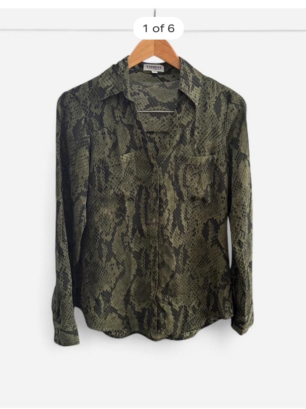 Express the Portofino shirt Olive Black Snake-Print Button Shirt corpcore casual